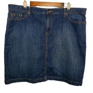 L.L. Bean Womens SZ 18 Denim Jean Skirt Blue Straight Pencil Favorite Fit